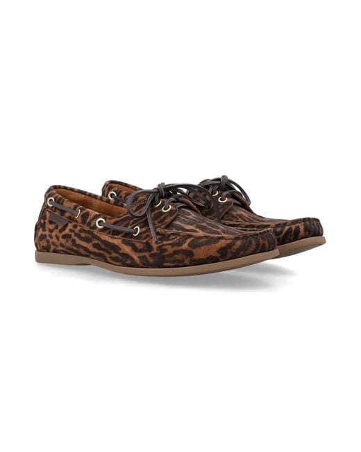 Tom Ford Brown Robin Animal Print Suede Loafers for men