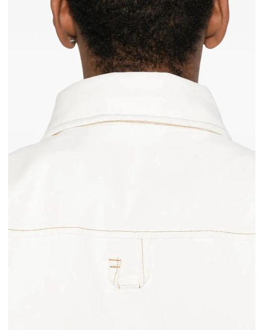 Jacquemus White Shirt Jacket With Contrast Stitching for men