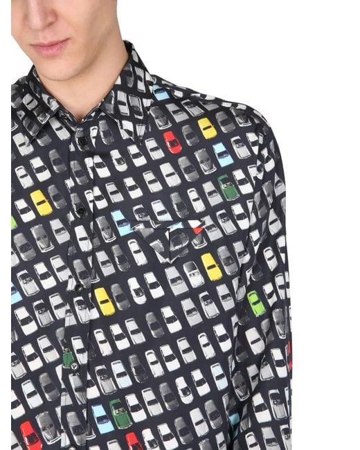 Bottega Veneta Blue Shirt With Allover Print for men