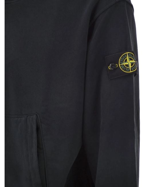 Stone Island Blue Oversized Hoodie With Raglan Sleeves for men