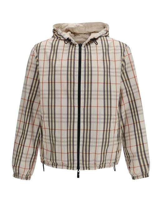 Burberry Natural The Reversible Check Hooded Jacket for men