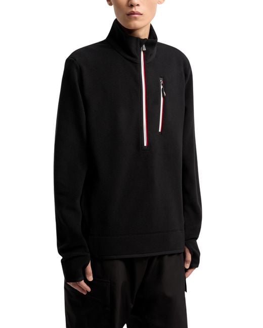 Moncler Black Half-Zip Polo Neck for men