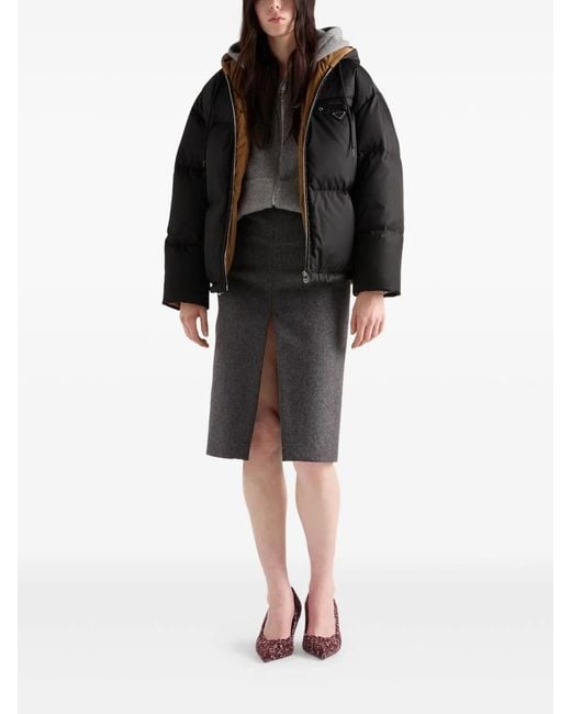 Prada Black Re-Nylon Hooded Down Jacket