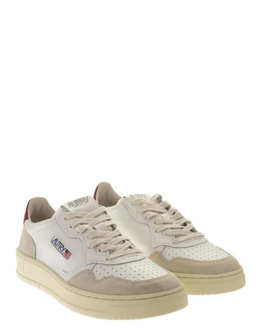 Autry White Medalist Low Leather And Suede Sneakers for men