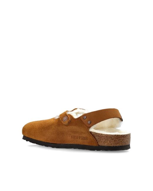 Birkenstock Brown Tokio Shearling Suede Slippers for men