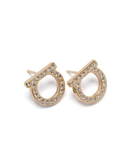 Ferragamo Metallic Gancini Crystal Earrings