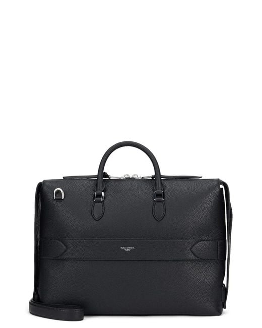 Dolce & Gabbana Black Dolce & Gabbana Pebbled-Leather Briefcase for men