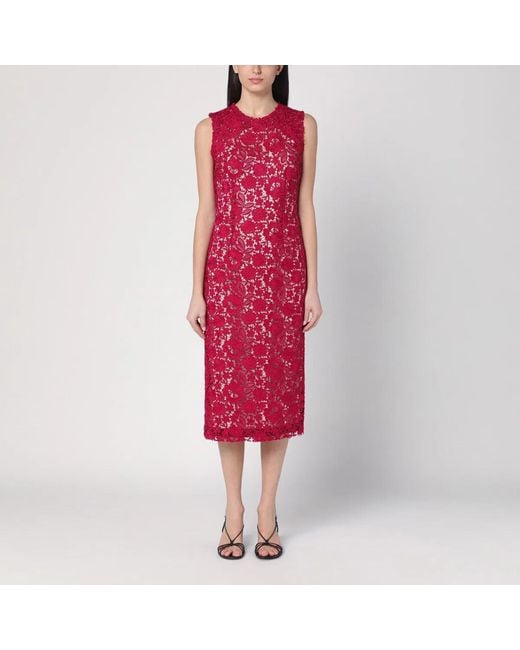 P.A.R.O.S.H. Red P.A.R.O..H. Lace Midi Dress