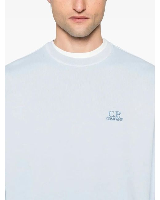 C P Company Blue C.P.Company Logo Embroidered Sweatshirt for men