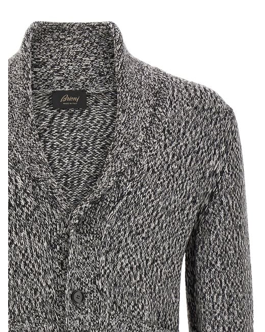 Brioni Gray Shawl Neck Cardigan for men