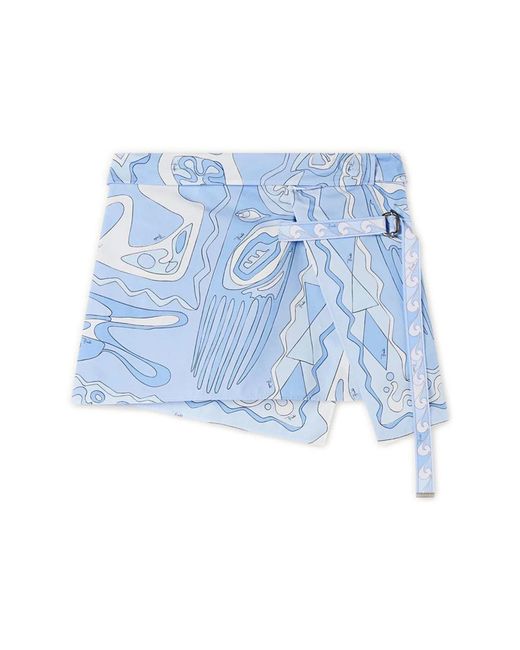 Emilio Pucci Blue Angoli Print Wrap Skirt
