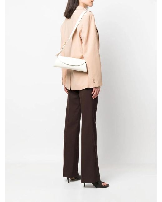 Jil Sander White Cannolo Small Leather Shoulder