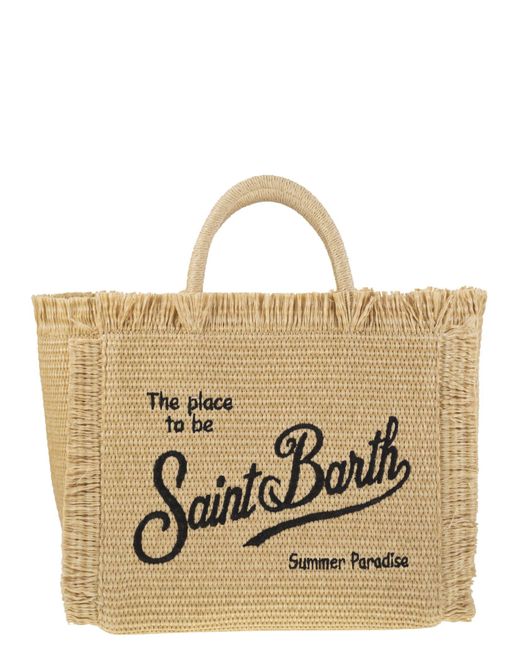 Mc2 Saint Barth Metallic Colette Straw Effect Bag With Embroidered Logo