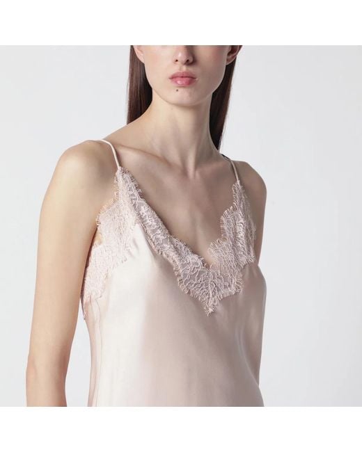 Rohe Pink Light Silk Slip Dress With Lace