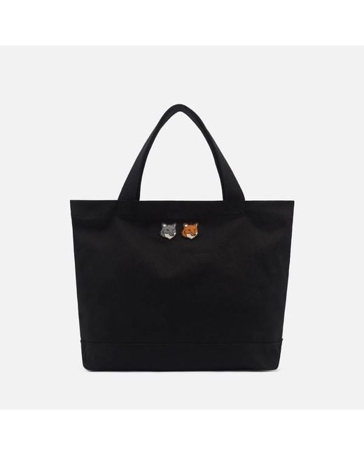 Maison Kitsuné Black Maison Kitsuné Double Fox Head Tote for men