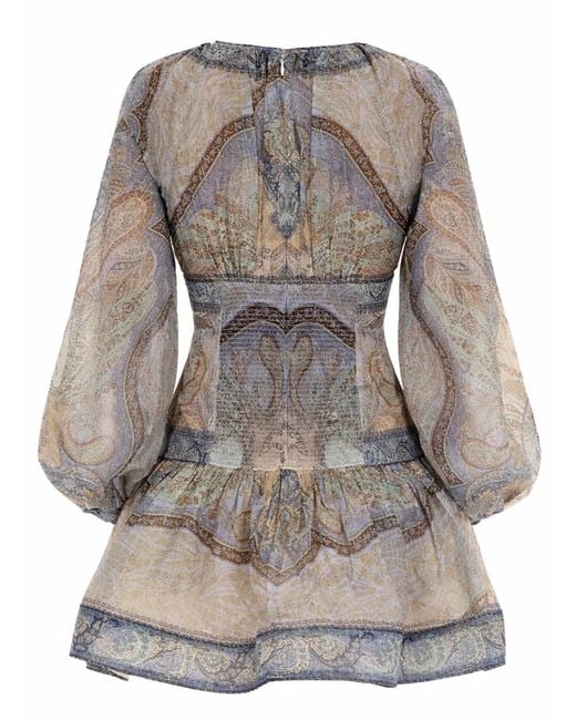 Zimmermann Gray "Wonderlust" Mini Dress