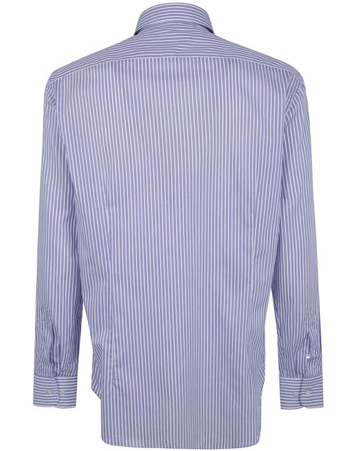 Etro Blue Printed Cotton Shirt for men