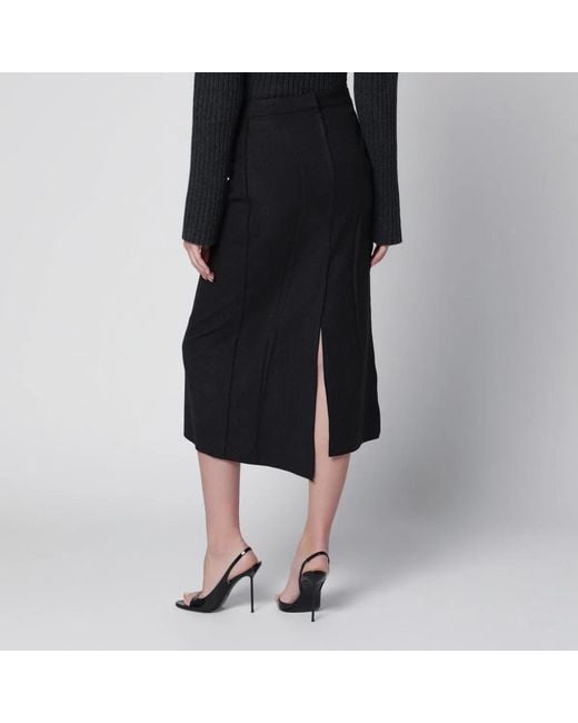 Victoria Beckham Black Pressed Midi Skirt