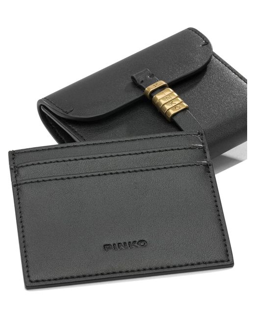 Pinko Black Leather Polyester Wallet