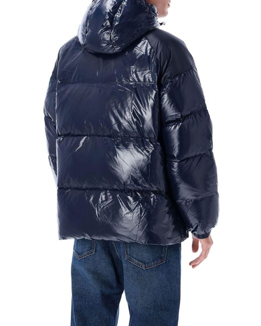Pyrenex Blue Sten Hooded Down Jacket Polyamide Padding for men