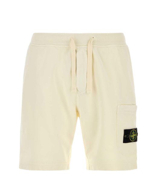 Stone Island Natural Stonewashed Cotton Bermuda Shorts for men