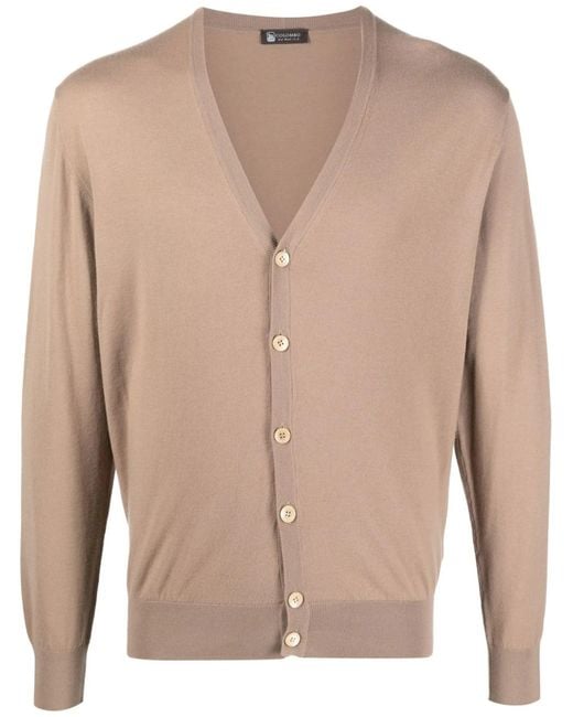 Colombo Natural Camel Kid Wool Botton Cardigan for men
