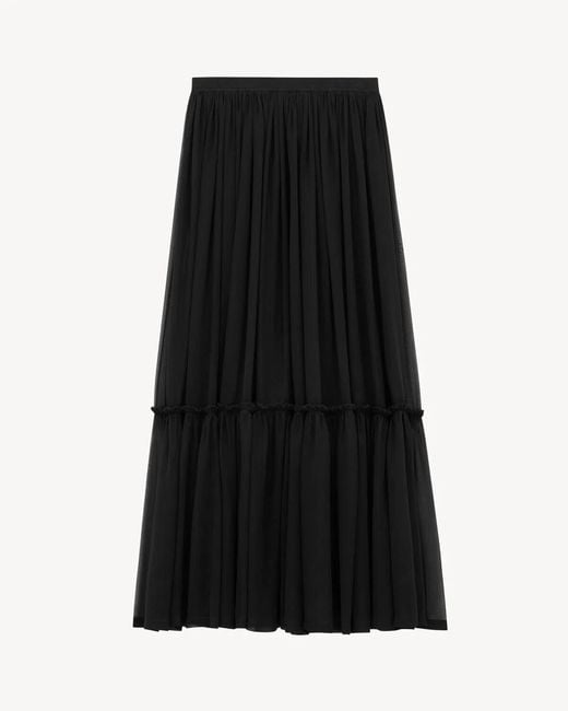 Saint Laurent Black Ruffled Skirt