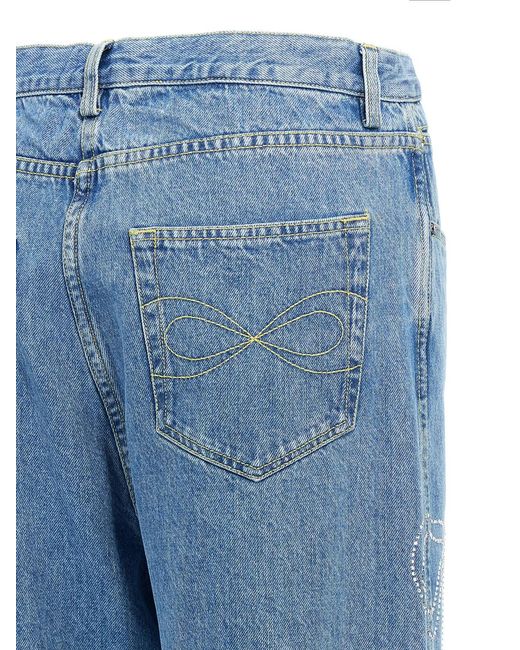 Mach & Mach Blue Mach & Mach 'Crystal Ribbon Hot Fix' Jeans
