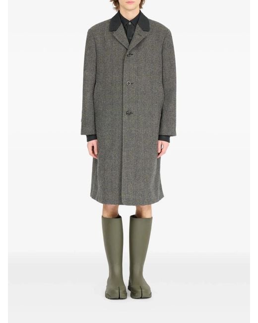 Maison Margiela Gray Virgin Wool Polyamide Nylon Coat for men