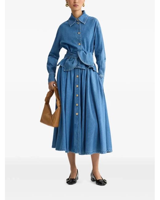 Patou Blue Long Sleeves Knot Shirt