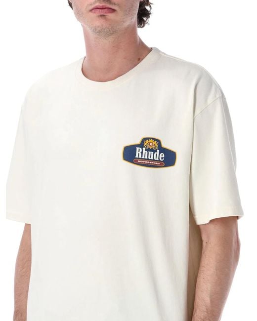 Rhude White Racing Crest T-Shirt for men