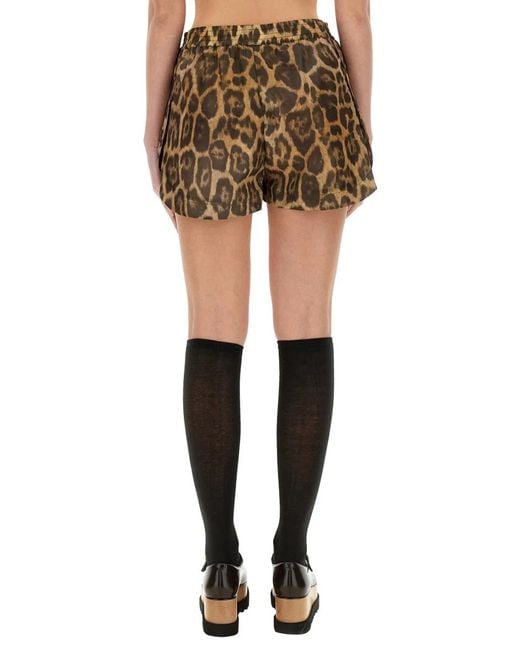 Stella McCartney Black Shorts With Animal Pattern
