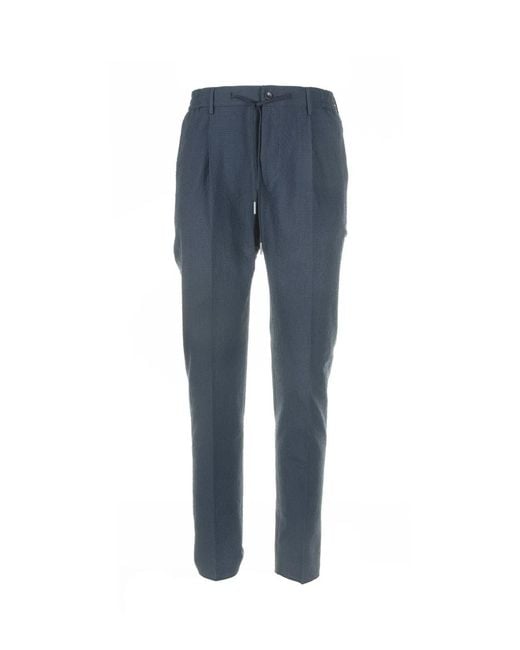 Tagliatore Blue Trousers With Drawstring for men