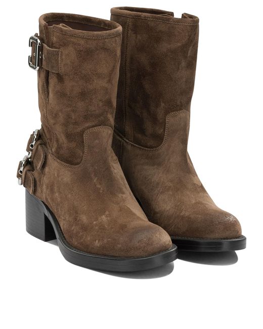 Chloé Brown "Dakota" Pull-On Ankle Boots