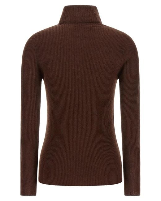 Fabiana Filippi Brown Ribbed Turtleneck Sweater