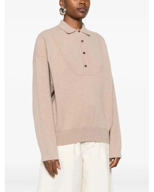 Jacquemus Natural Wool-Cashmere Polo Neck Sweater