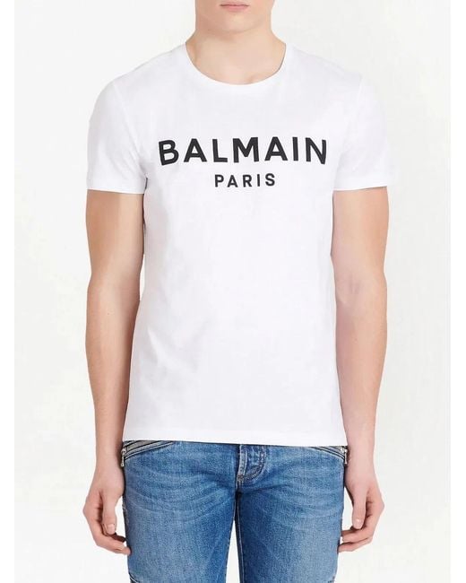 Balmain White Printed T-Shirt Straight Fi for men