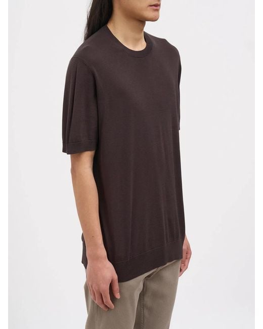 Paolo Pecora Black Crew Neck Silk Sweater for men
