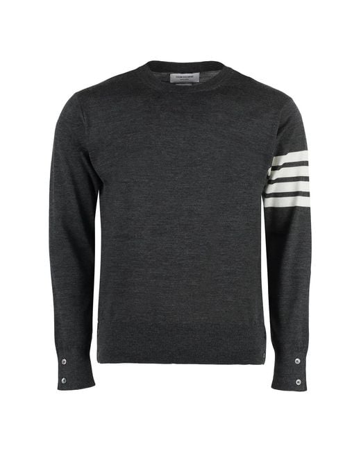 Thom Browne Black Wool 4-Bar Pullover for men