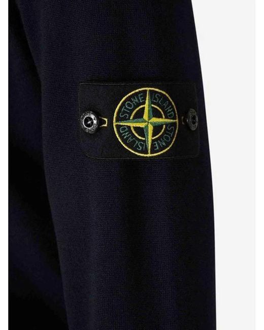 Stone Island Blue Lightweight Wool Crew Neck Pullover for men