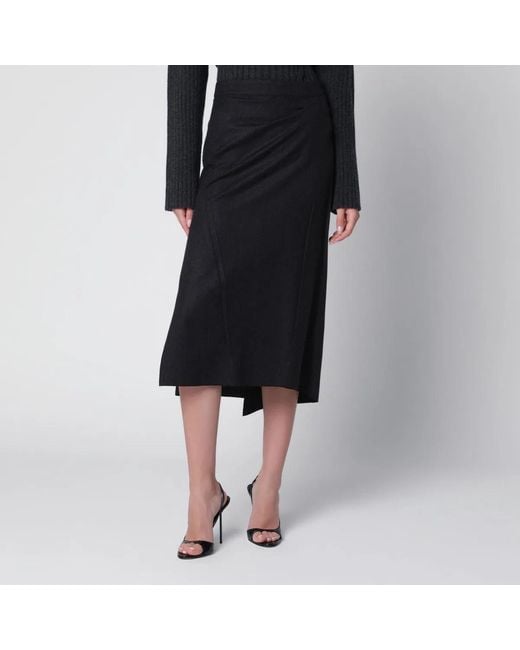 Victoria Beckham Black Pressed Midi Skirt