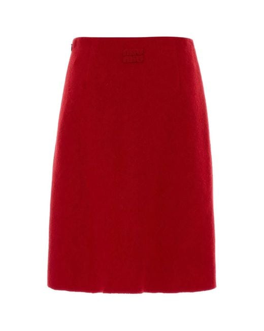 Miu Miu Red Flannel Skirt