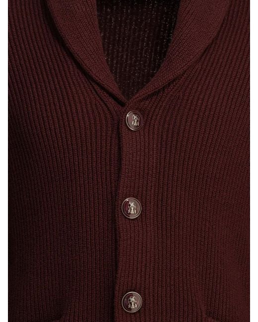 Brunello Cucinelli Purple Cotton Cardigan for men