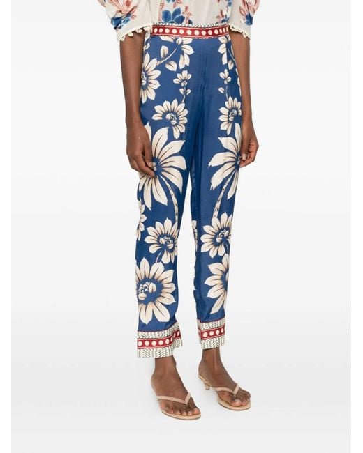 Farm Rio Blue Luna Silk Trousers