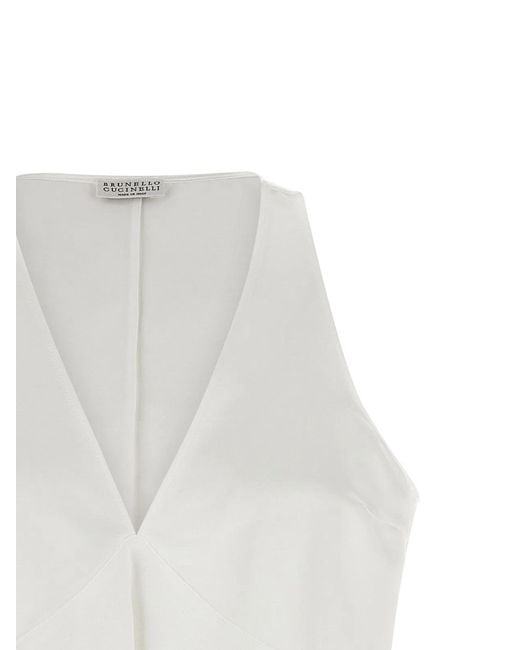 Brunello Cucinelli White Top Twill Fluid