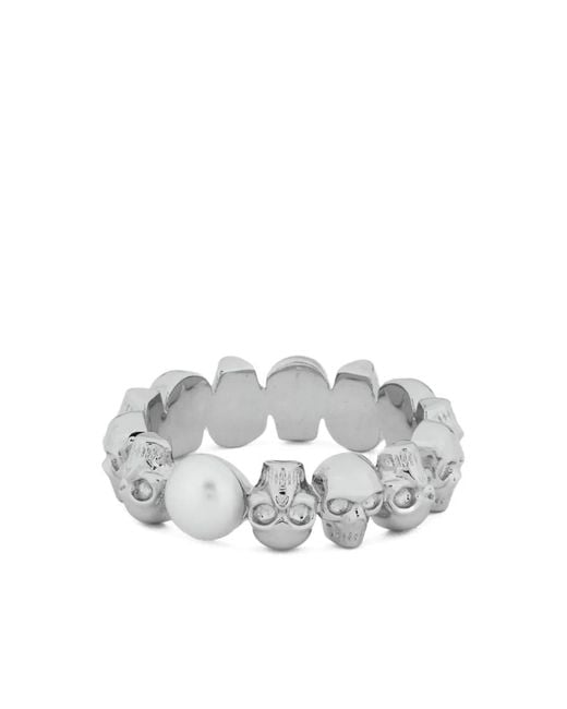 McQueen Black Tone Skull Motif Pearl Band for men