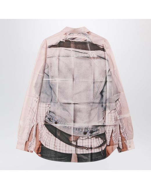 Acne Pink Cotton Shirt With Trompe-Lâ€Å“Il Print for men