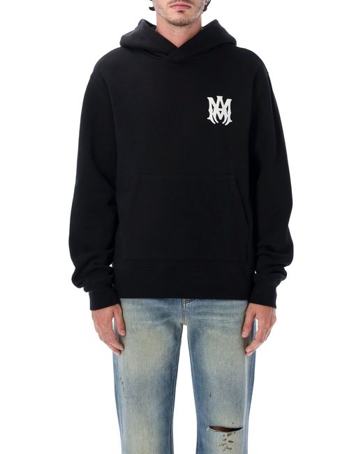Amiri Black Monogram Logo Pullover Hoodie for men