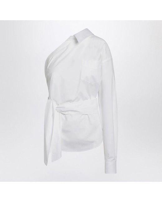 Moschino Couture Women's White One-Shoulder Shirt With Sash