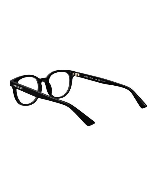 McQueen Black Transparent Acetate Glasses for men